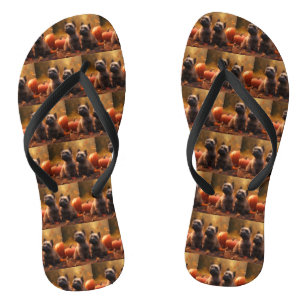 Cairn Terrier Puppy Autumn Delight Pumpkin  Flip Flops