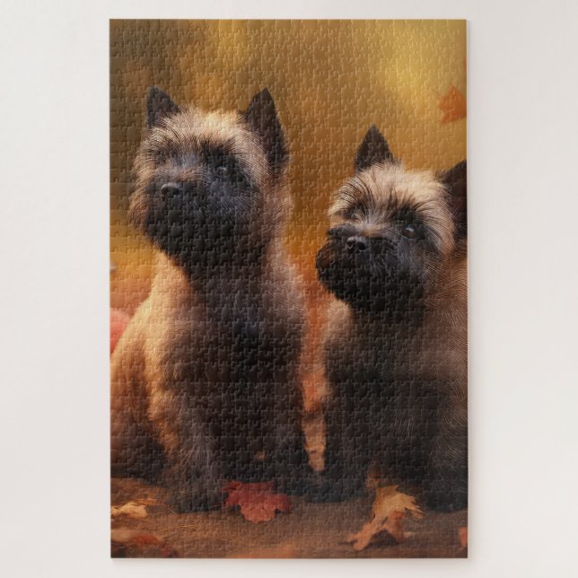 Cairn Terrier Puppy Autumn Delight Pumpkin  Jigsaw Puzzle (Vertical)
