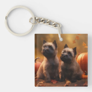 Cairn Terrier Puppy Autumn Delight Pumpkin  Keychain