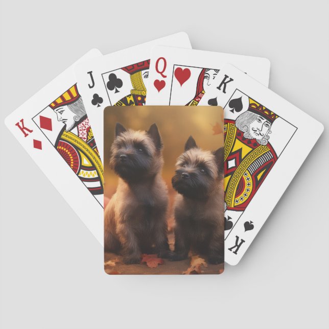 Cairn Terrier Puppy Autumn Delight Pumpkin  Playing Cards (Back)