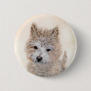 Cairn Terrier Puppy Painting - Original Dog Art 2 Inch Round Button