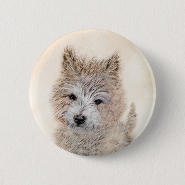 Cairn Terrier Puppy Painting - Original Dog Art 2 Inch Round Button (Front)