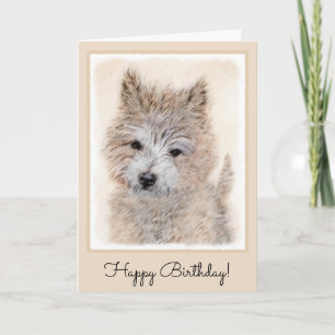 Cairn Terrier Puppy Painting - Original Dog Art Card