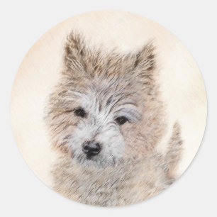 Cairn Terrier Puppy Painting - Original Dog Art Classic Round Sticker