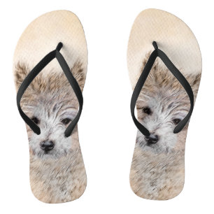 Cairn Terrier Puppy Painting - Original Dog Art Flip Flops