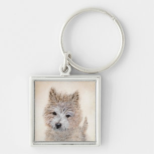 Cairn Terrier Puppy Painting - Original Dog Art Keychain