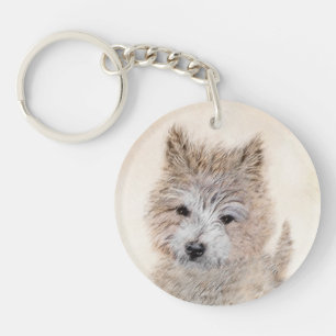 Cairn Terrier Puppy Painting - Original Dog Art Keychain