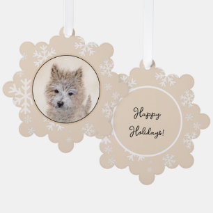 Cairn Terrier Puppy Painting - Original Dog Art Ornament Card