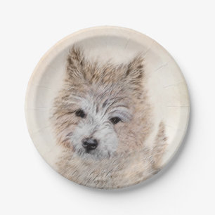 Cairn Terrier Puppy Painting - Original Dog Art Paper Plate