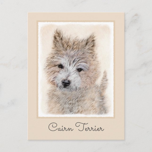 Cairn Terrier Puppy Painting - Original Dog Art Postcard (Front)