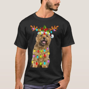 Cairn Terrier Reindeer Christmas Lights Funny Dog T-Shirt