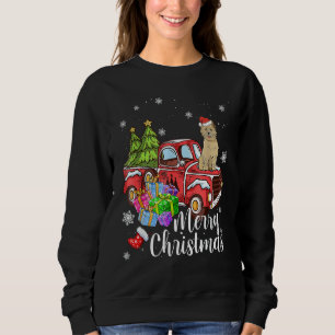 Cairn Terrier Riding Red Truck Xmas Merry Christma Sweatshirt