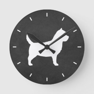 Cairn Terrier Silhouette Round Clock