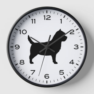 Cairn Terrier Silhouette with Numbers and Minutes Clock