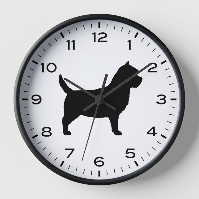 Cairn Terrier Silhouette with Numbers and Minutes Clock (Front)