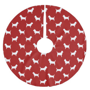 Cairn Terrier Silhouettes Pattern Red Brushed Polyester Tree Skirt