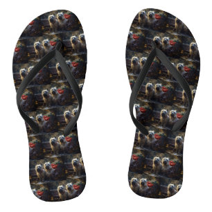 Cairn Terrier Snowy Sleigh Christmas Decor   Flip Flops
