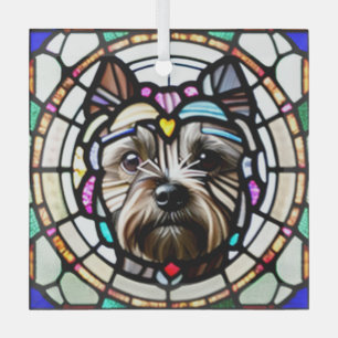Cairn Terrier "Stained Glass"  Glass Ornament