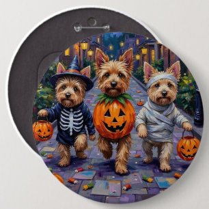 Cairn Terrier Trick-or-Treating Halloween Costumes 6 Inch Round Button