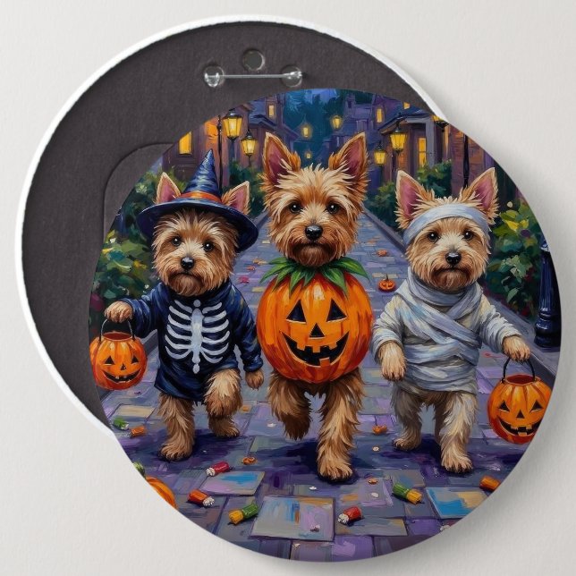Cairn Terrier Trick-or-Treating Halloween Costumes 6 Inch Round Button (Front & Back)