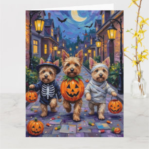 Cairn Terrier Trick-or-Treating Halloween Costumes Card