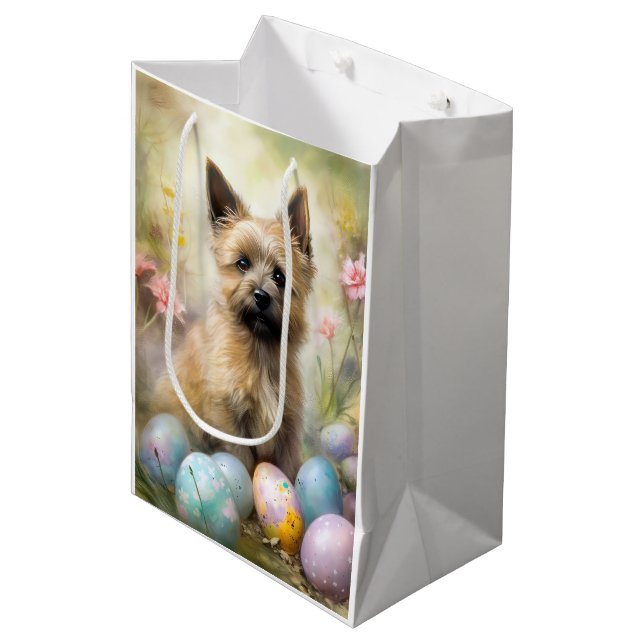 Cairn Terrier with Easter Eggs Holiday Medium Gift Bag (Front Angled)