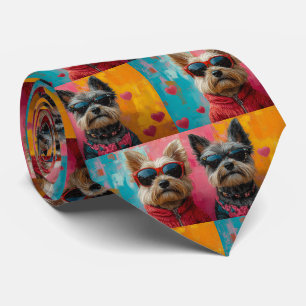 Cairn Terrier With Heart Roses Valentine's Day Tie