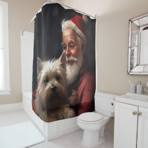 Cairn Terrier With Santa Claus Festive Christmas