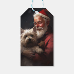 Cairn Terrier With Santa Claus Festive Christmas Gift Tags