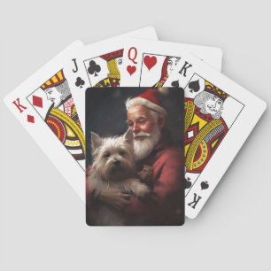 Cairn Terrier With Santa Claus Festive Christmas Playing Cards
