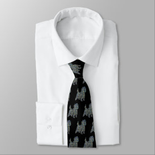 Cairn Terrier Yellow & Blue Gridlines Black Tie