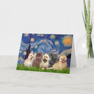 Cairn Terriers (Five) - Starry Night Card