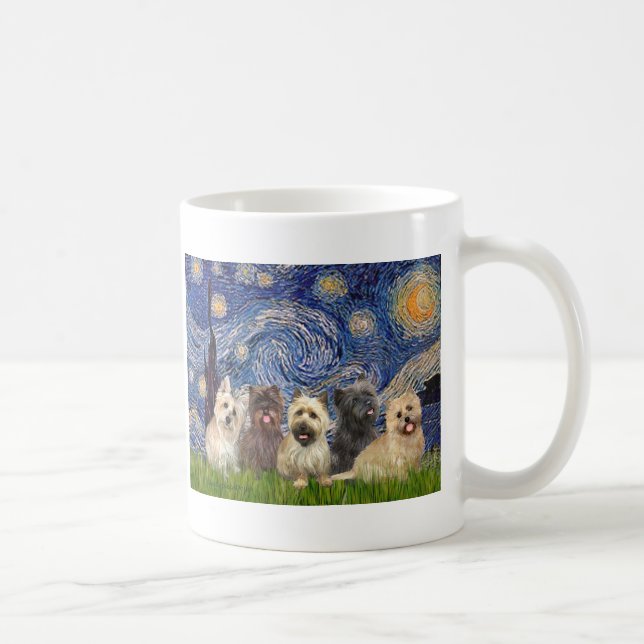 Cairn Terriers (Five) - Starry Night Coffee Mug (Right)