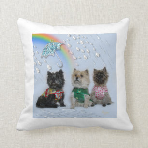 Cairn Terriers Singing In The Rain Pillow