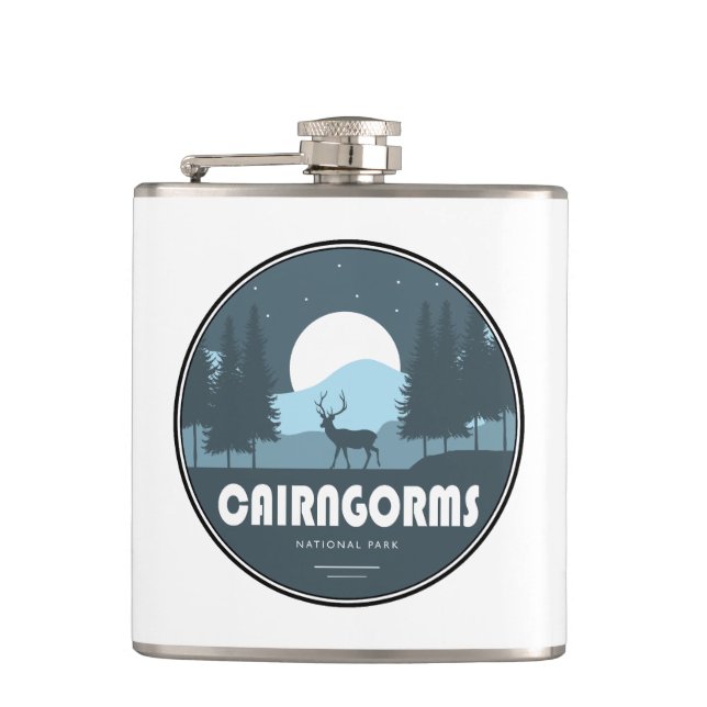 Cairngorms National Park Scotland Deer Hip Flask (Front)