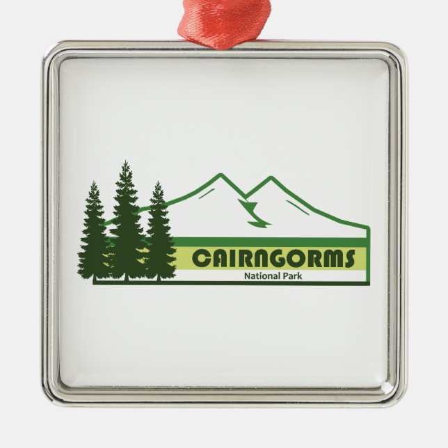 Cairngorms National Park Scotland Green Stripes Metal Ornament (Front)