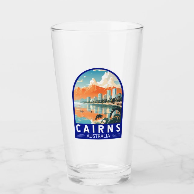 Cairns Australia Travel Art Vintage Glass (Front)