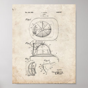 Cairns Fireman Helmet Patent - Old Look Poster