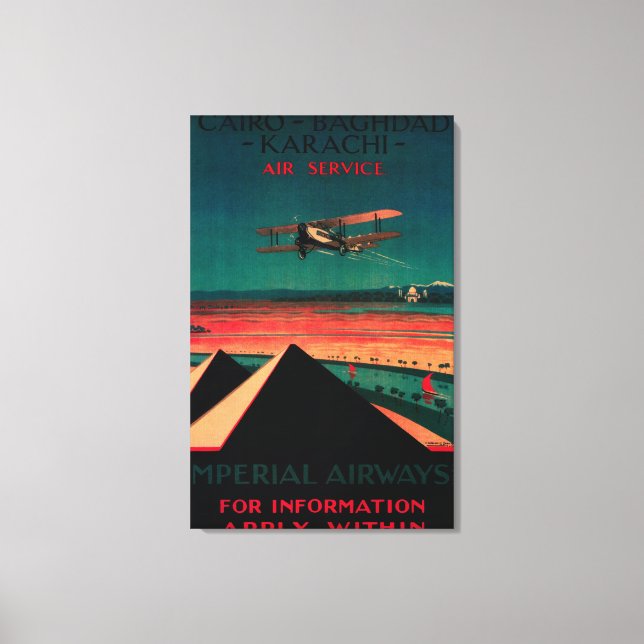 Cairo - Bagdad - Karachi Air Vintage Poster Canvas Print (Front)