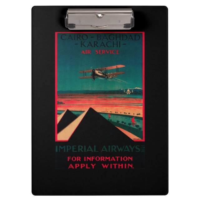 Cairo - Bagdad - Karachi Air Vintage Poster Clipboard (Front)
