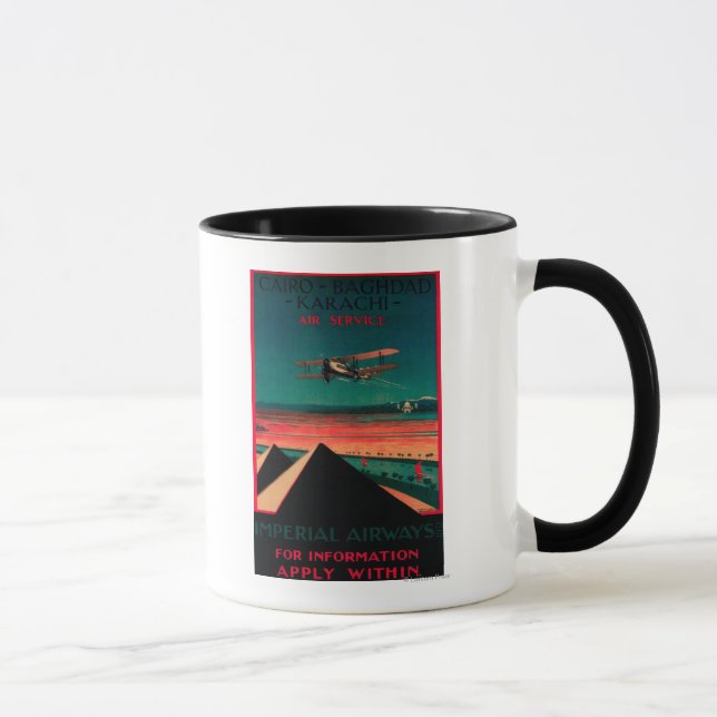 Cairo - Bagdad - Karachi Air Vintage Poster Mug (Right)