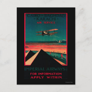 Cairo - Bagdad - Karachi Air Vintage Poster Postcard