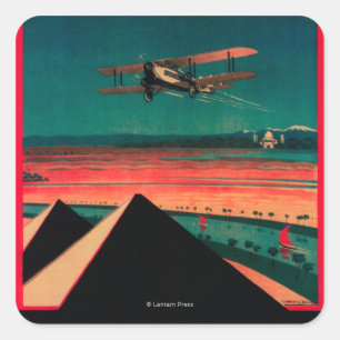 Cairo - Bagdad - Karachi Air Vintage Poster Square Sticker