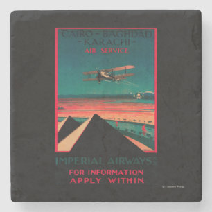 Cairo - Bagdad - Karachi Air Vintage Poster Stone Coaster