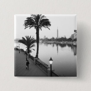 Cairo Egypt, Along the Nile River 2 Inch Square Button