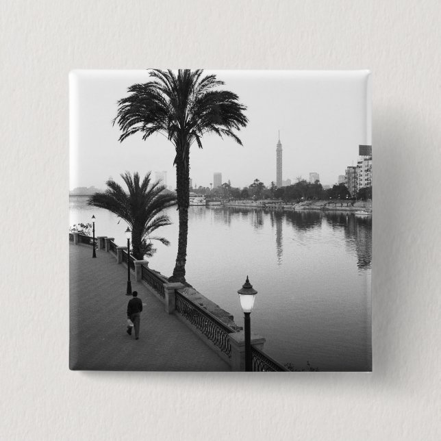 Cairo Egypt, Along the Nile River 2 Inch Square Button (Front)