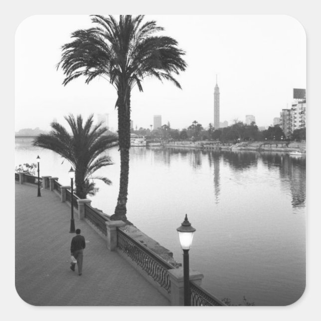 Cairo Egypt, Along the Nile River Square Sticker (Front)