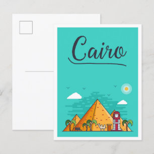 Cairo Egypt Art Travel Illustration Postcard