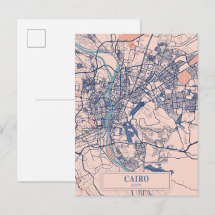 Cairo Egypt Breezy City Map Travel Postcard