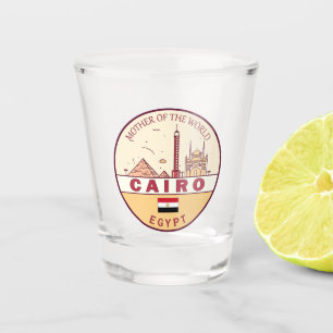 Cairo Egypt City Skyline Emblem Shot Glass